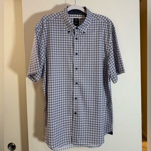 Michael Straman Navy and White Plaid Shirt